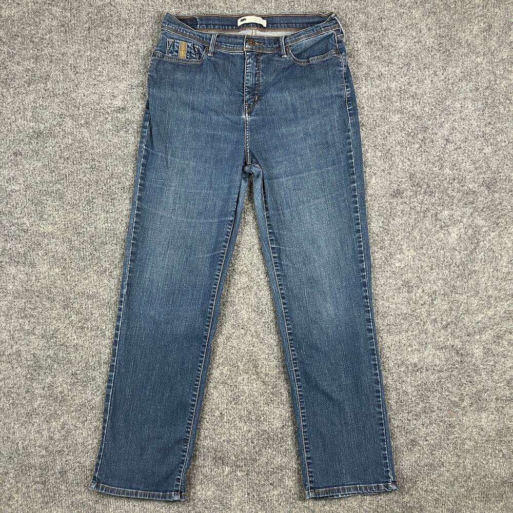 Chico's Jeans Womens Size Medium Wash Blue Straight Leg Denim Stretch Casual